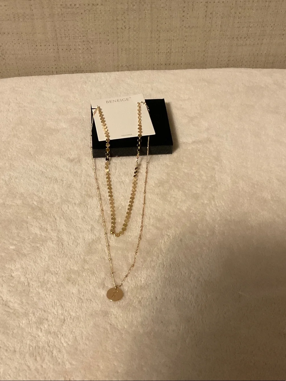 Gold Layered Disc Necklace - Double Chain Women's Jewelry